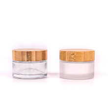 cream cosmetic 60g clear matte frosted glass jar with bamboo lid